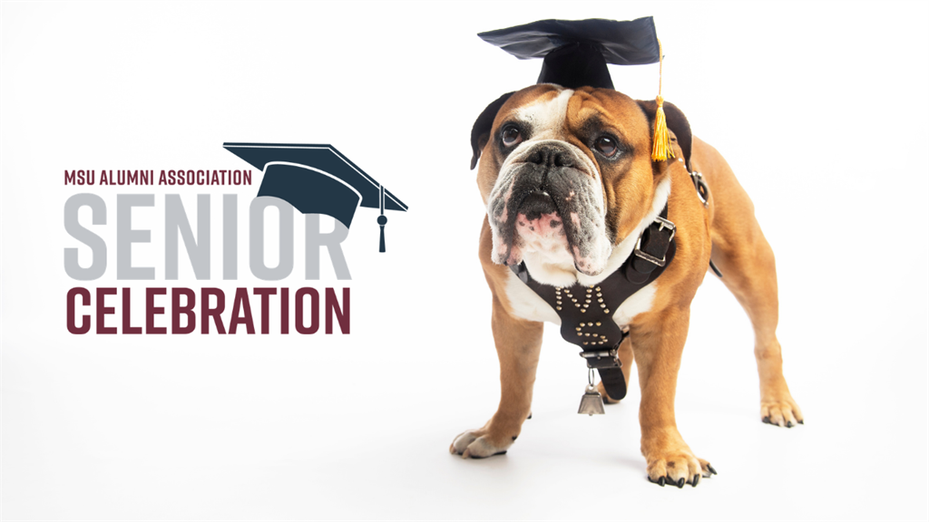 Senior Celebration graphic with Bully wearing grad cap.